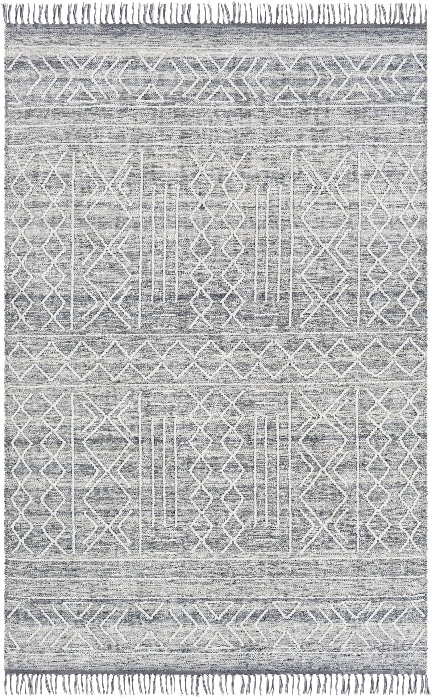 Gray Clintwood Wool Tassel Carpet - Clearance by Boutique Rugs