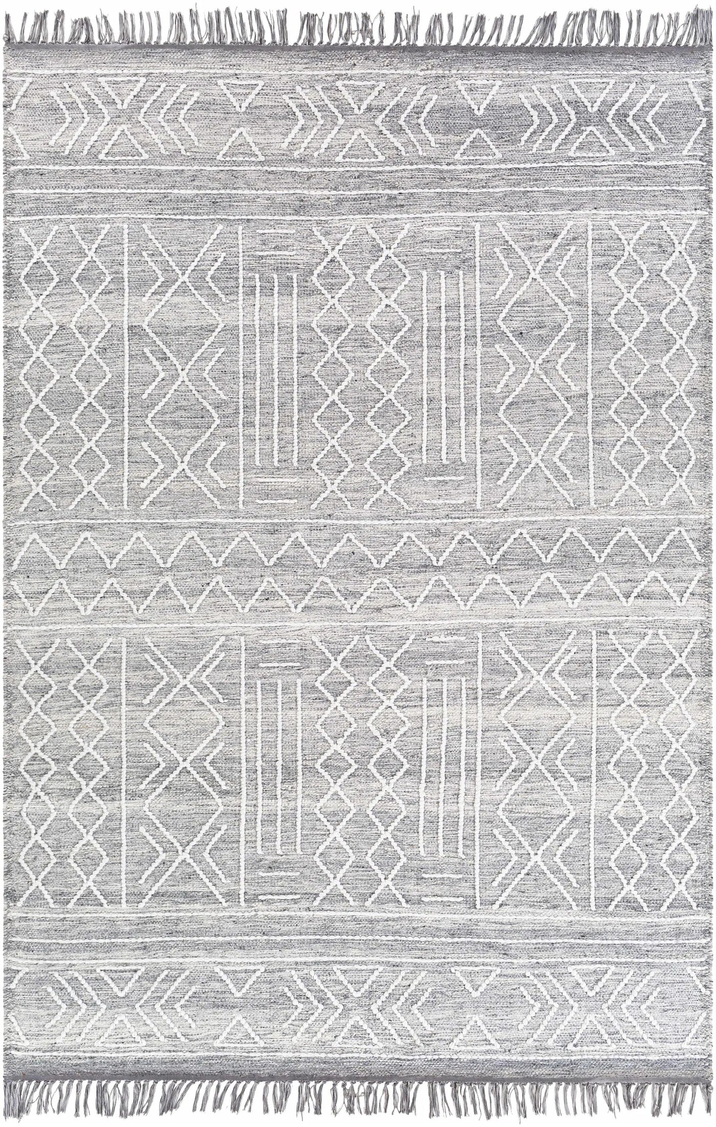 Gray Clintwood Wool Tassel Carpet - Clearance by Boutique Rugs