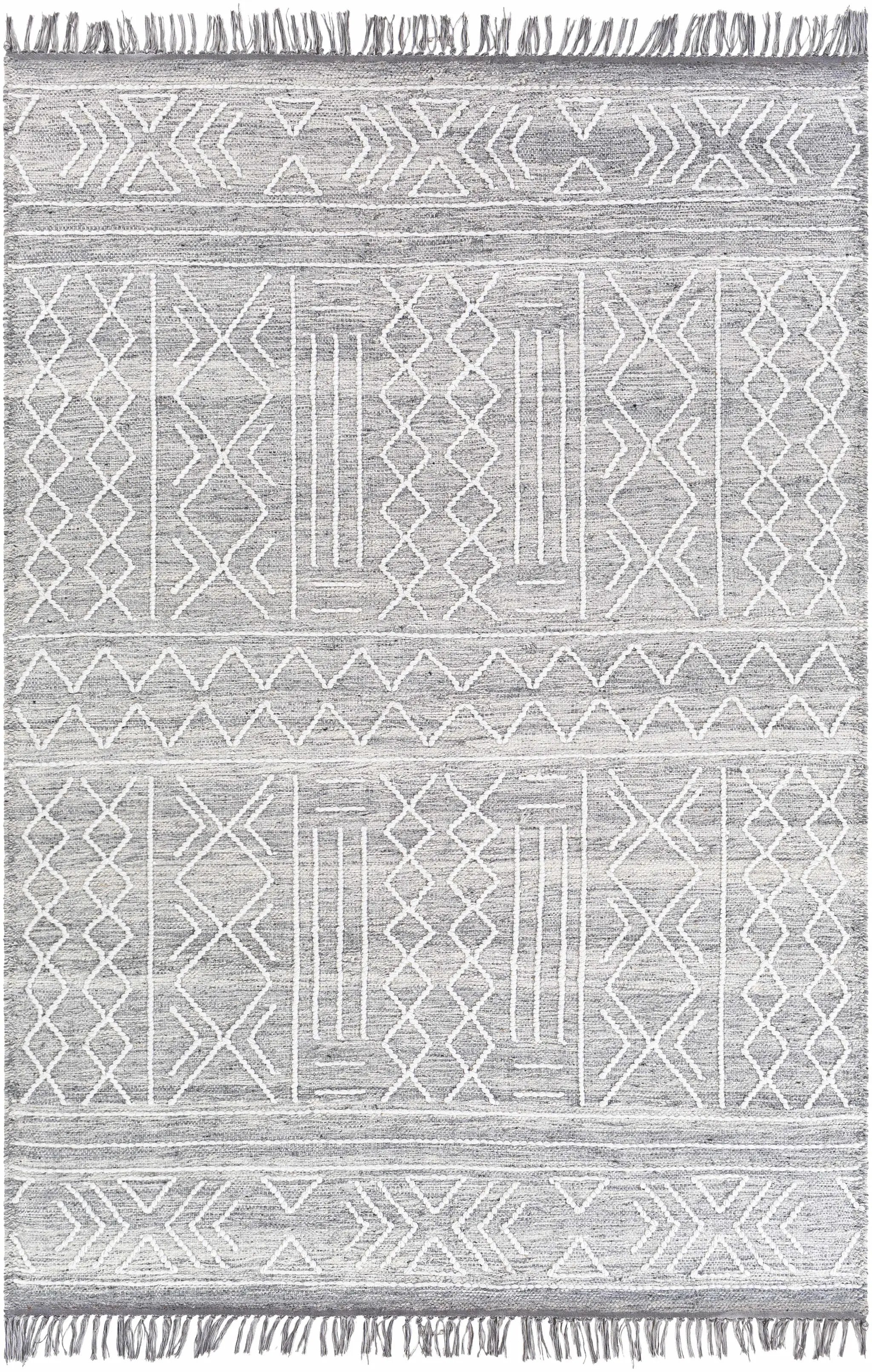 Gray Clintwood Wool Tassel Carpet - Clearance by Boutique Rugs