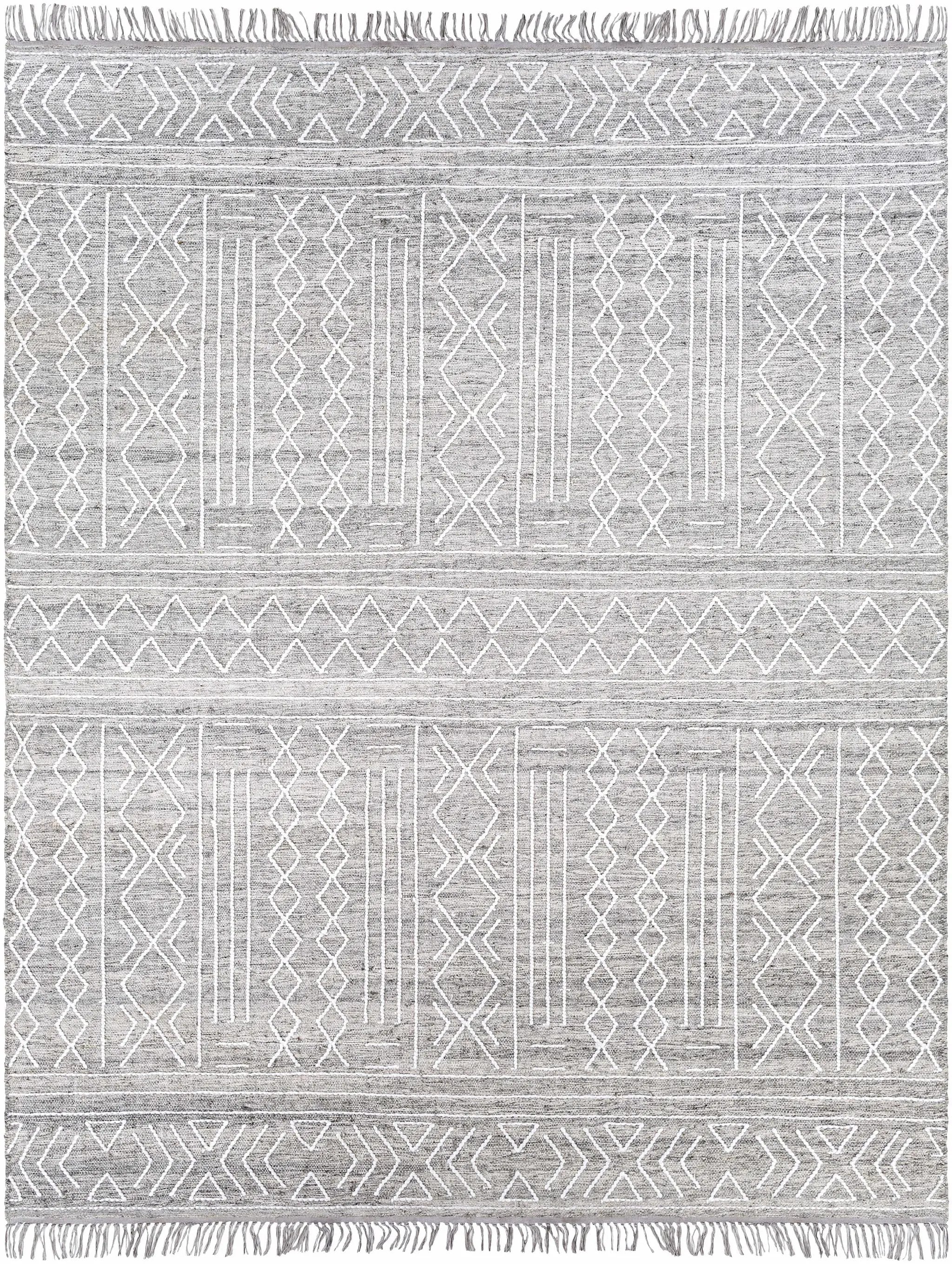 Gray Clintwood Wool Tassel Carpet - Clearance by Boutique Rugs