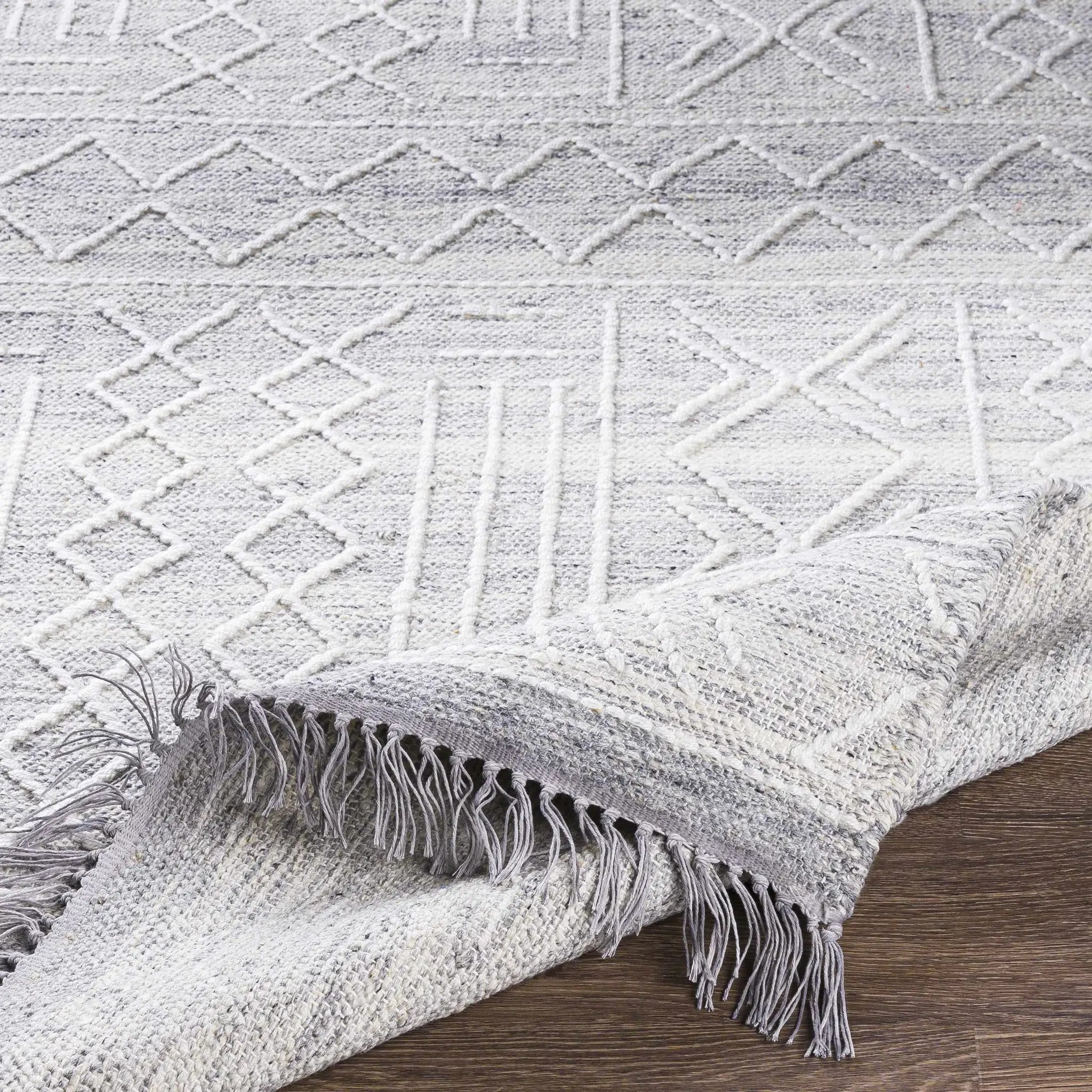 Gray Clintwood Wool Tassel Carpet - Clearance by Boutique Rugs