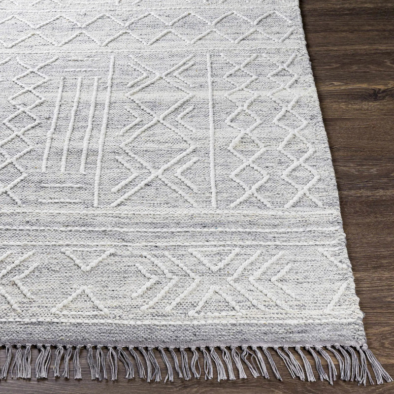 Gray Clintwood Wool Tassel Carpet - Clearance by Boutique Rugs