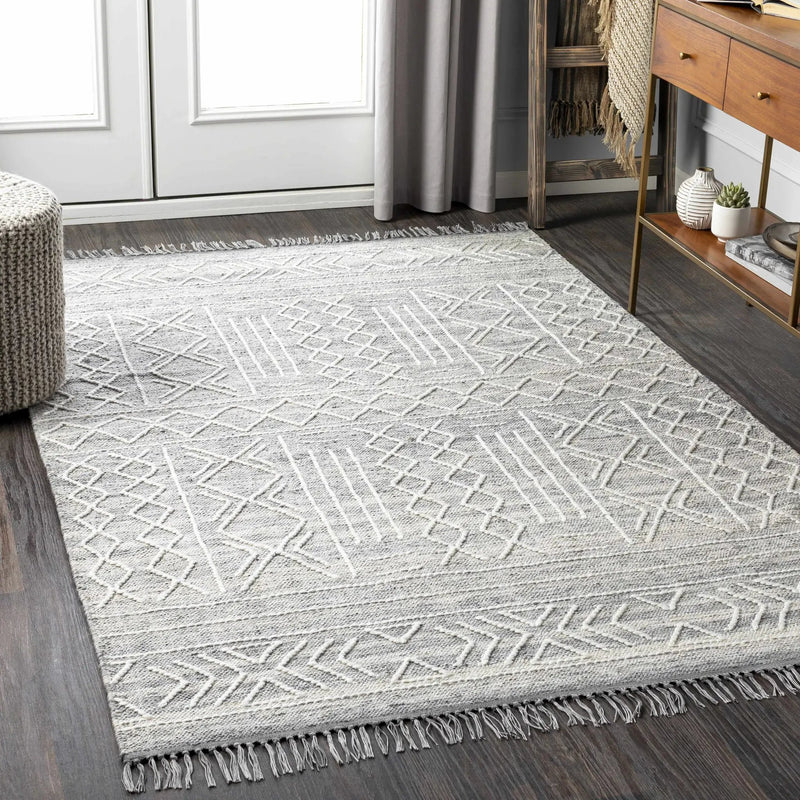 Gray Clintwood Wool Tassel Carpet - Clearance by Boutique Rugs