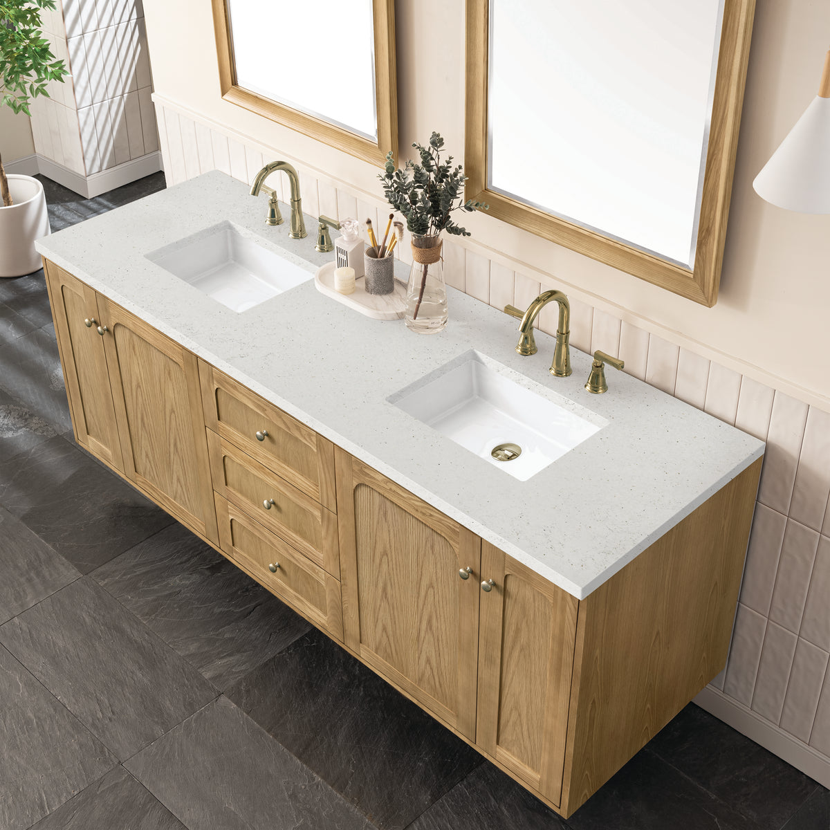 James Martin Laurent 72" Dual Mount Double Bathroom Vanity, Light Natural Oak, view 40