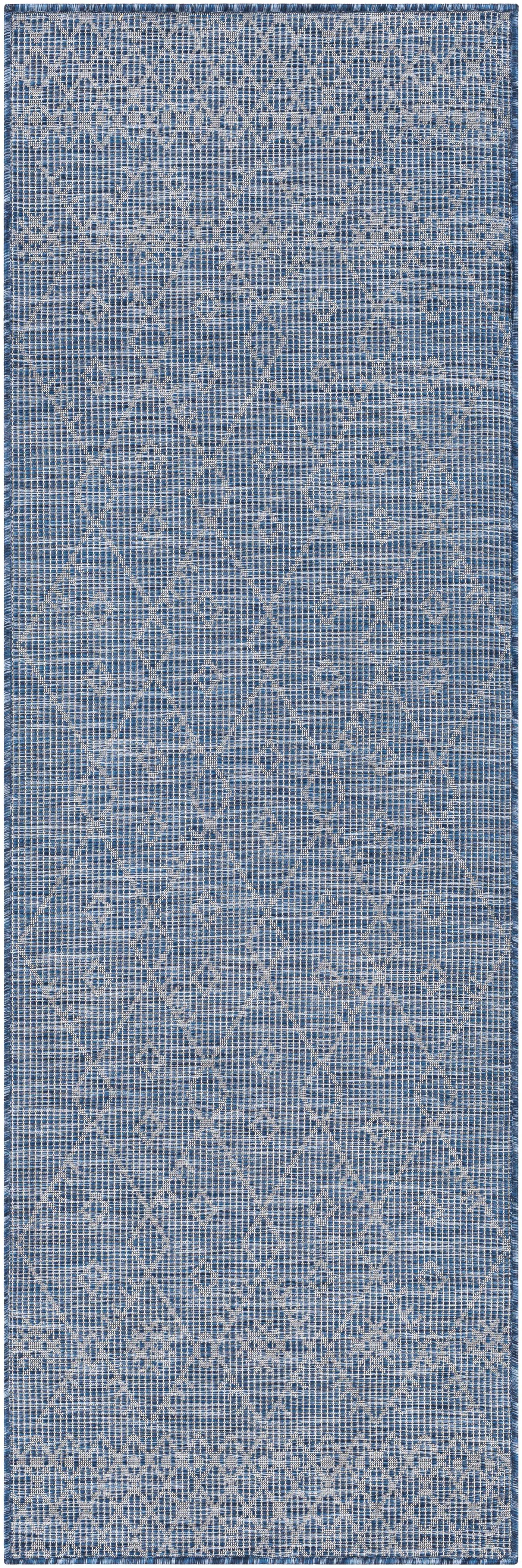 Lorena Blue Flatweave Trellis Outdoor Area Carpet - Clearance by Boutique Rugs