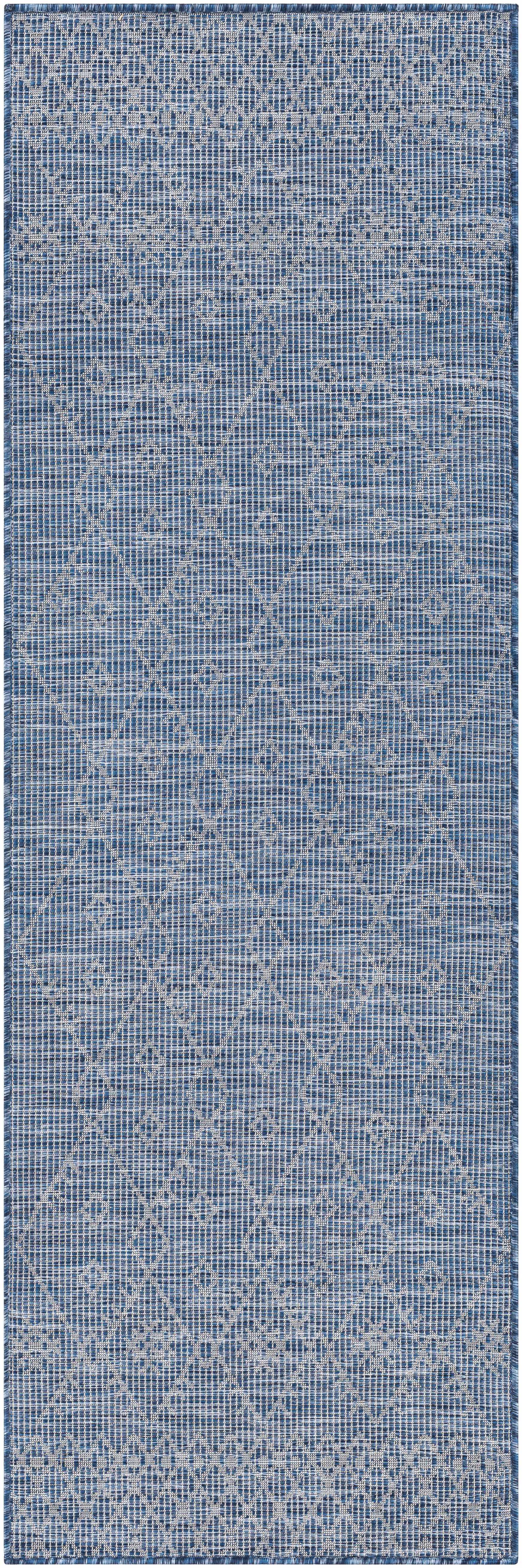 Lorena Blue Flatweave Trellis Outdoor Area Carpet - Clearance by Boutique Rugs