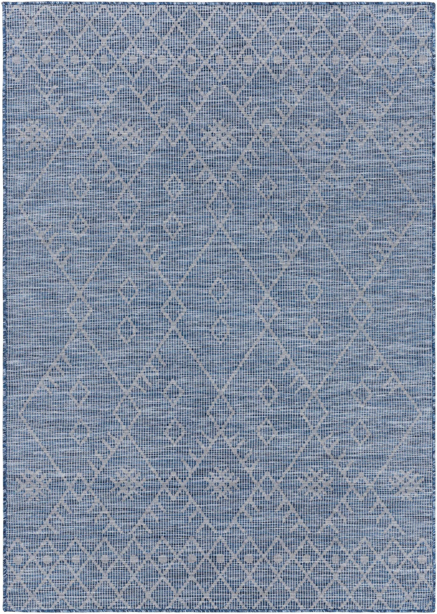 Lorena Blue Flatweave Trellis Outdoor Area Carpet - Clearance by Boutique Rugs