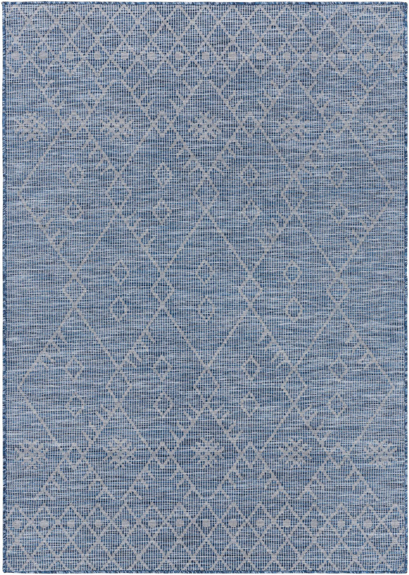 Lorena Blue Flatweave Trellis Outdoor Area Carpet - Clearance by Boutique Rugs