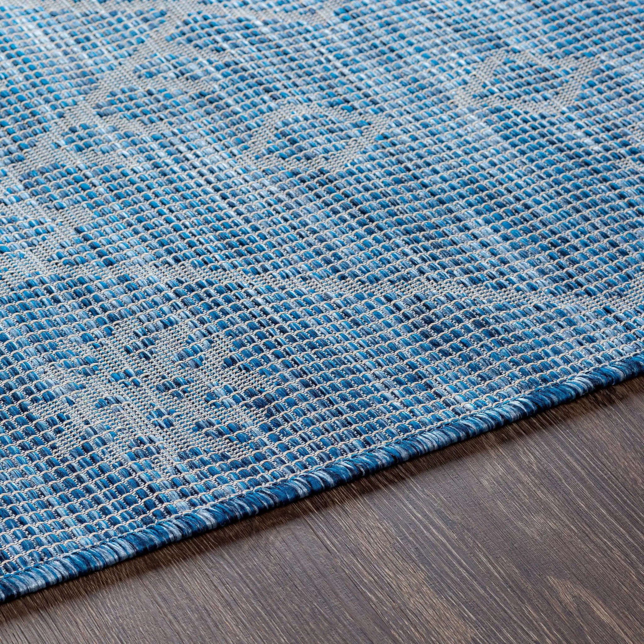 Lorena Blue Flatweave Trellis Outdoor Area Carpet - Clearance by Boutique Rugs