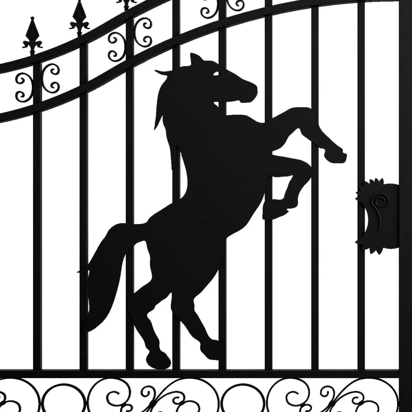 16x7 ft Steel Dual Swing Driveway Gate with Horse Pattern by Chery Industrial