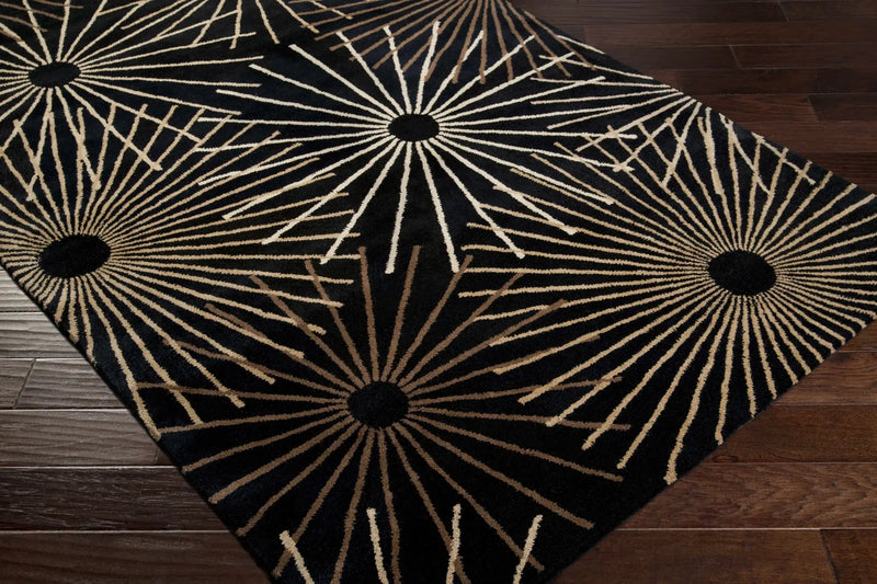Clover Black Modern Wool Rug by Boutique Rugs