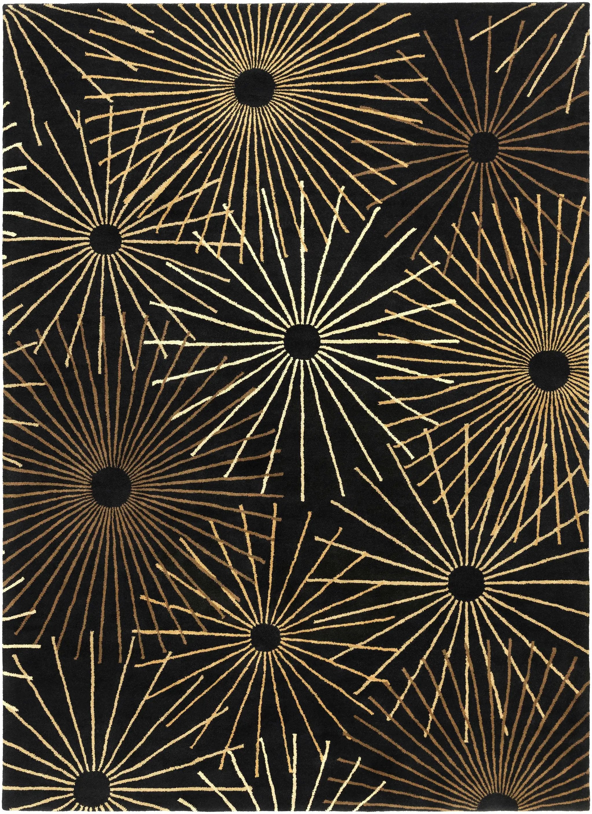 Clover Black Modern Wool Rug by Boutique Rugs