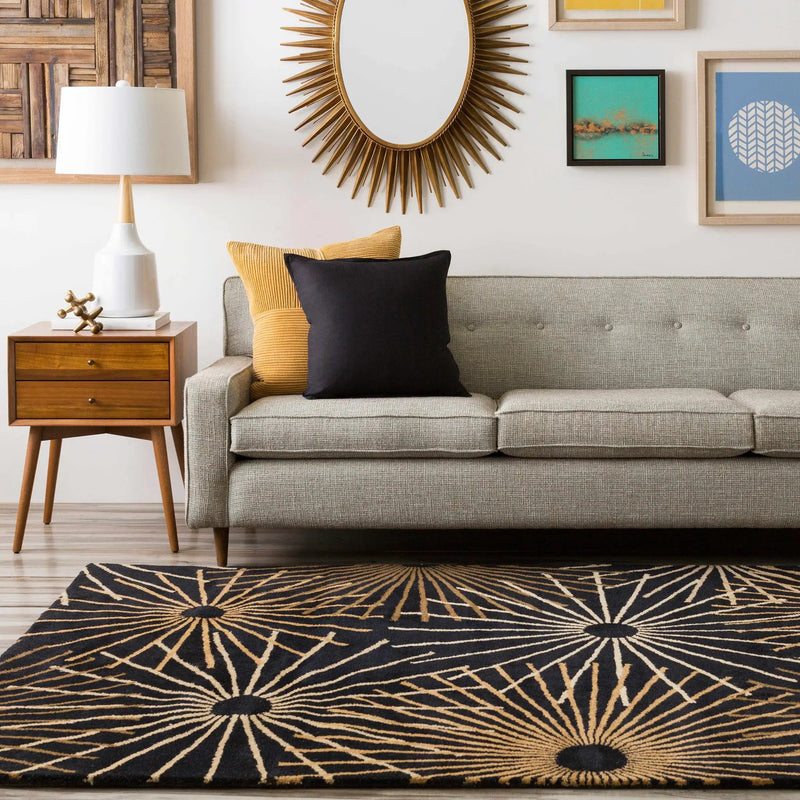 Clover Black Modern Wool Rug by Boutique Rugs