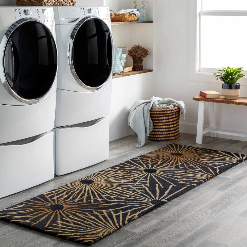 Clover Black Modern Wool Rug by Boutique Rugs