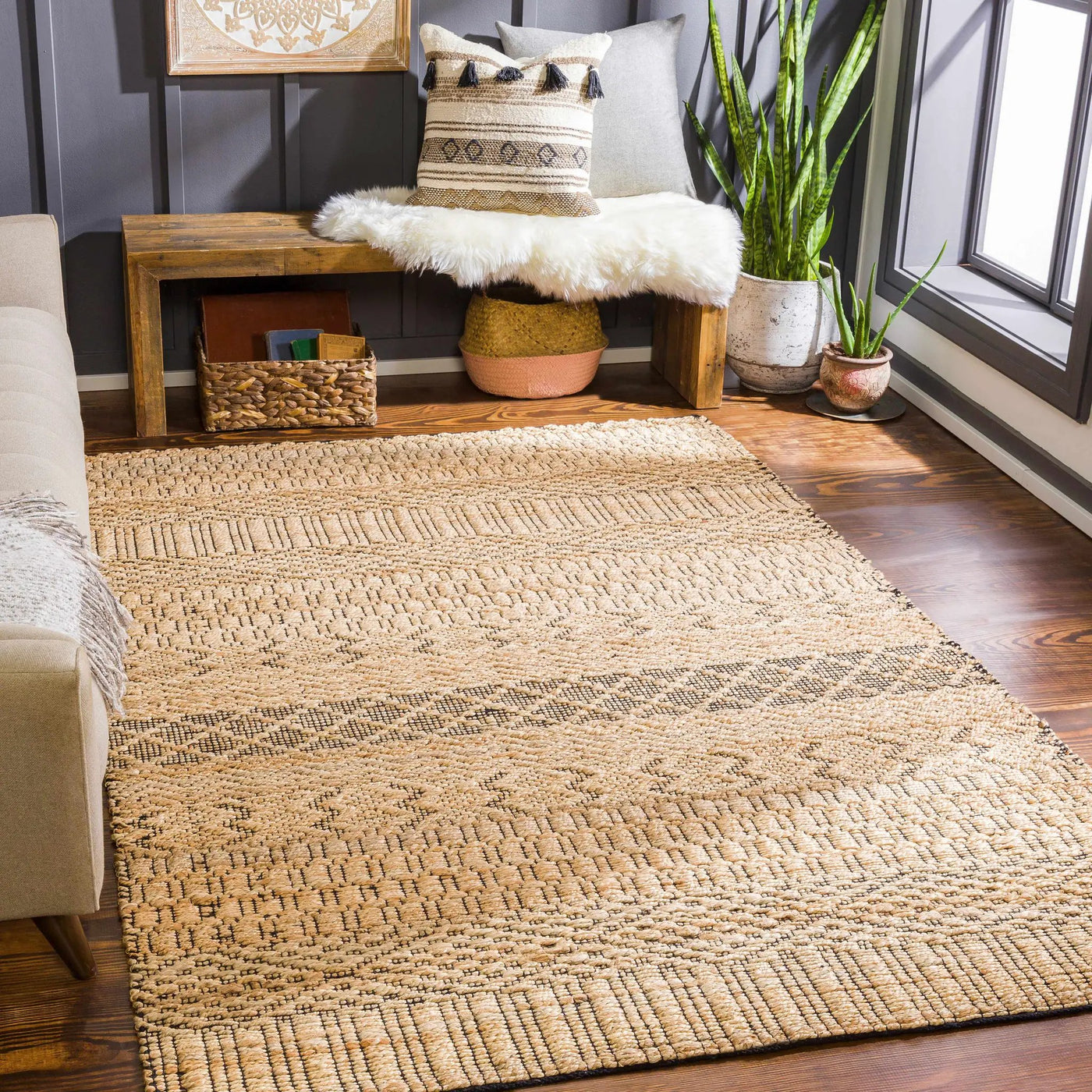 Cloverly Tribal Jute Carpet - Clearance by Boutique Rugs