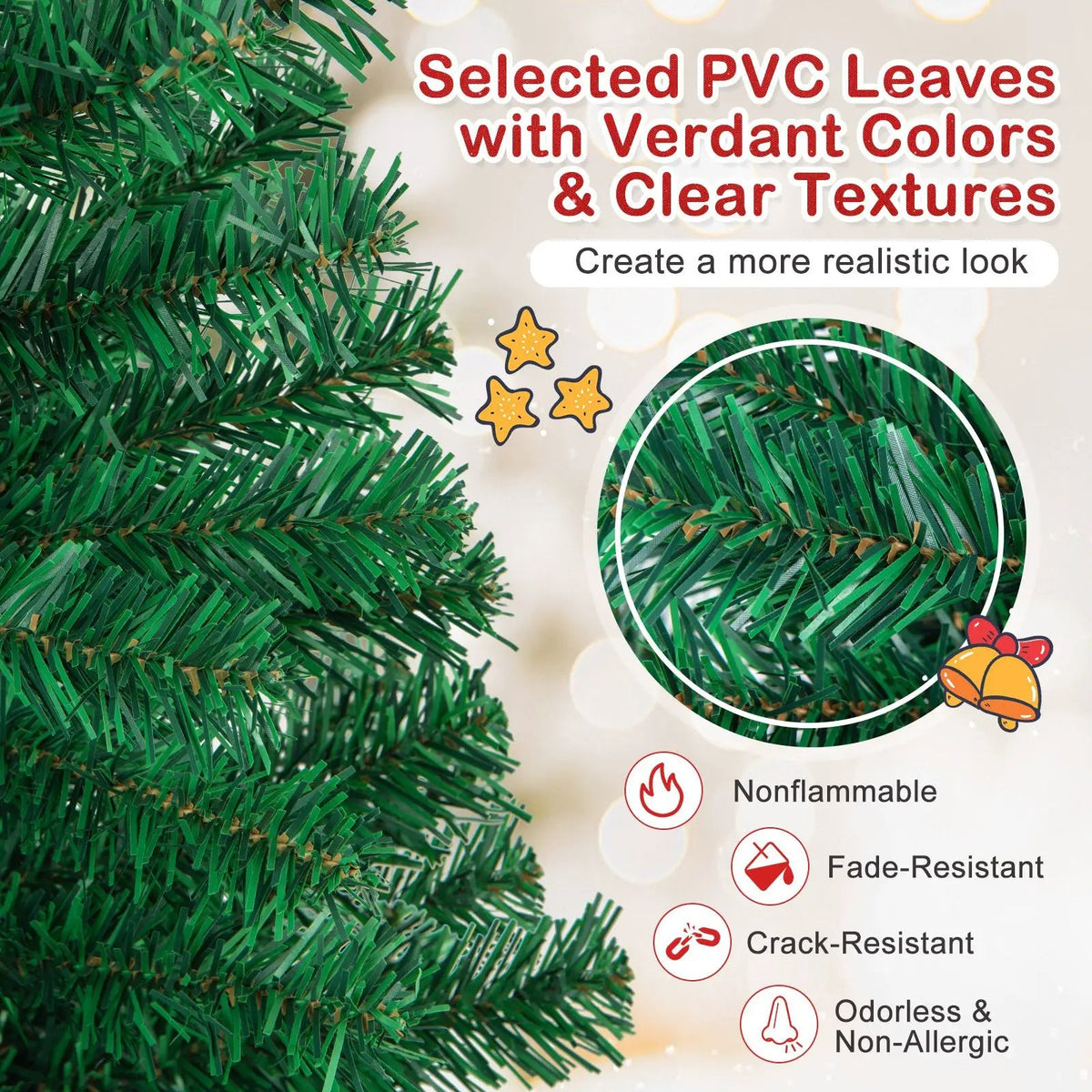 Artificial PVC Christmas Tree with Solid Metal Stand by DirectDeals