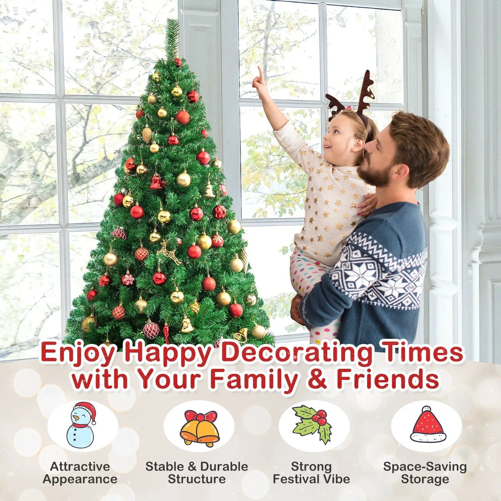 Artificial PVC Christmas Tree with Solid Metal Stand by DirectDeals