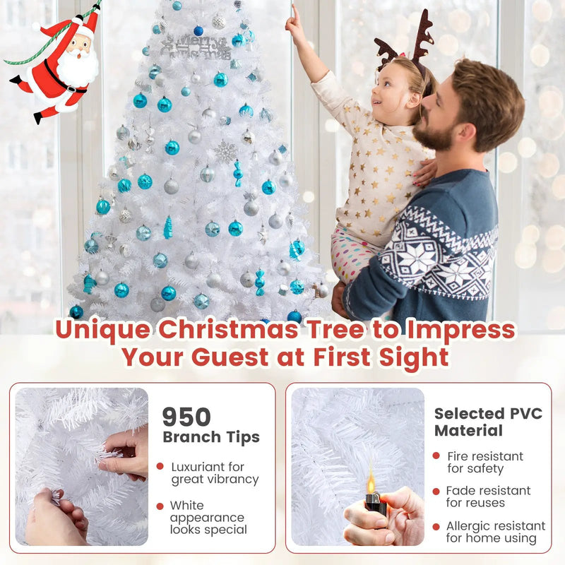 8 ft White Artificial PVC Christmas Tree with Stand by DirectDeals