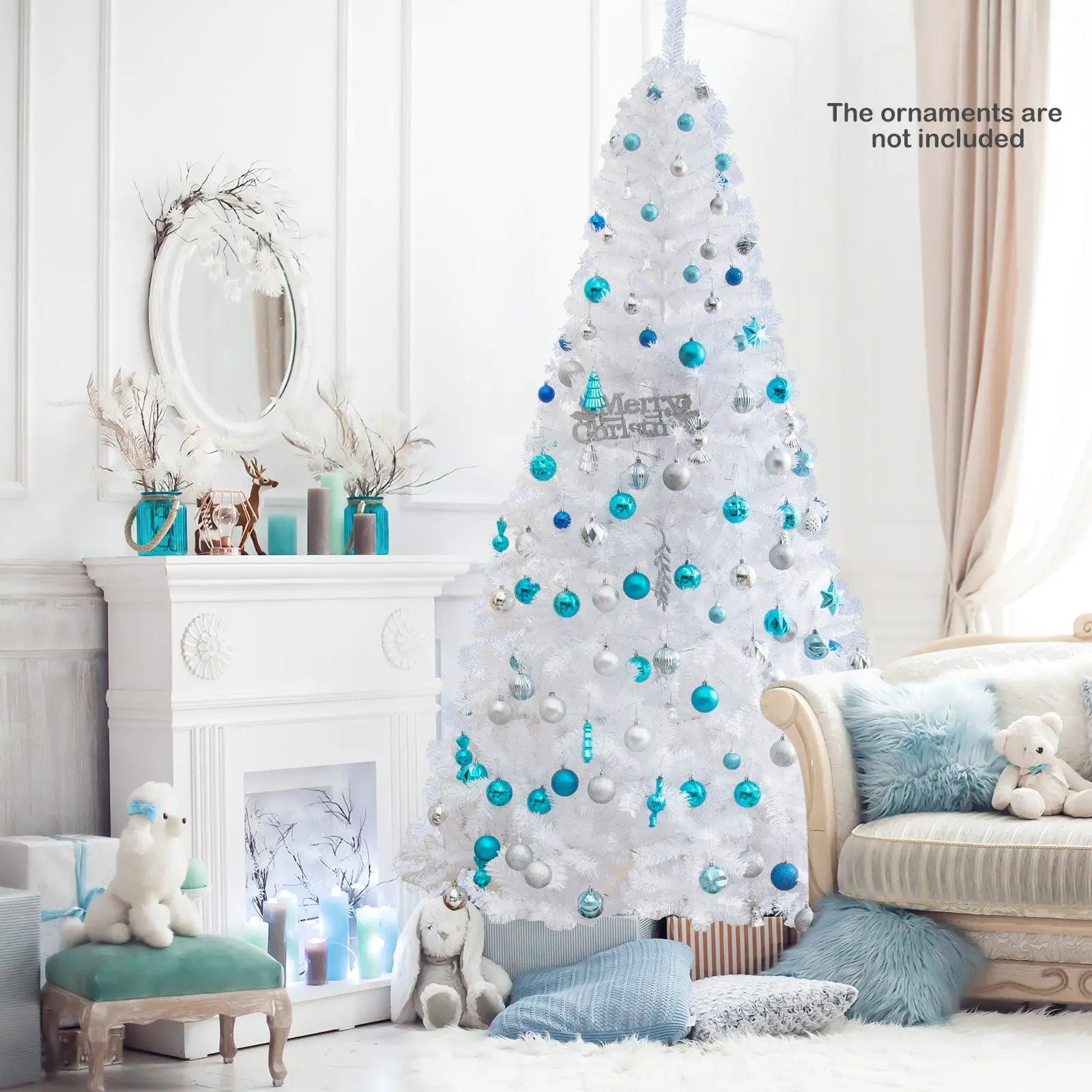8 ft White Artificial PVC Christmas Tree with Stand by DirectDeals