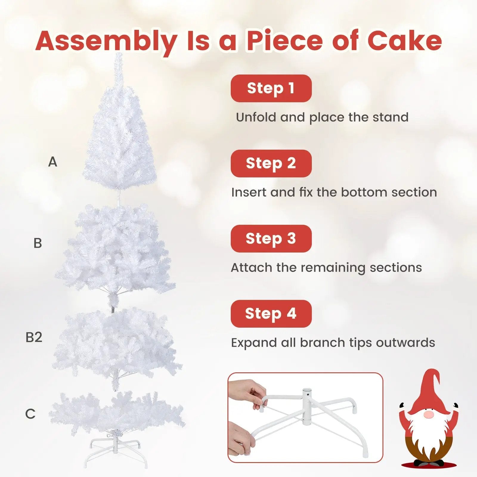 8 ft White Artificial PVC Christmas Tree with Stand by DirectDeals