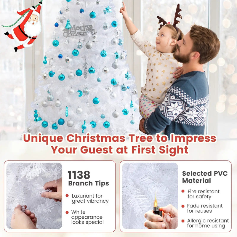8 ft White Artificial PVC Christmas Tree with Stand by DirectDeals