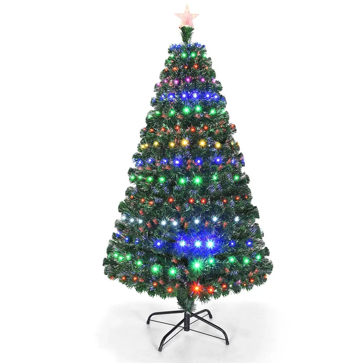 5/6/7 Feet Multicolor Artificial Christmas Tree with LED Light and Metal Stand by DirectDeals