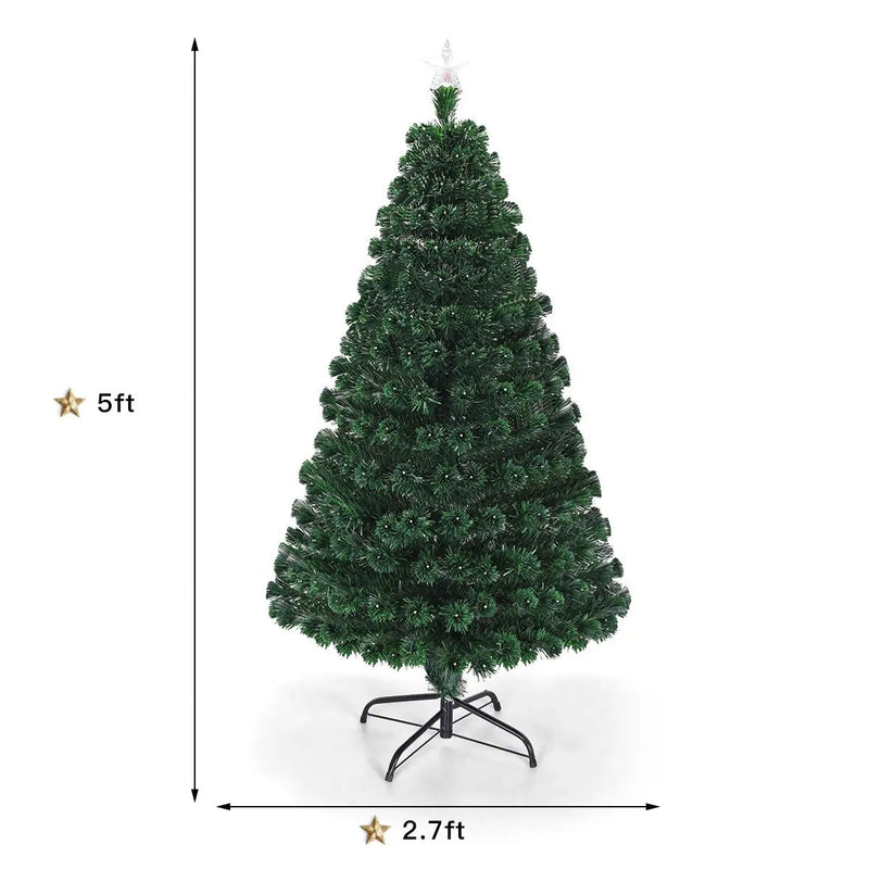5/6/7 Feet Multicolor Artificial Christmas Tree with LED Light and Metal Stand by DirectDeals
