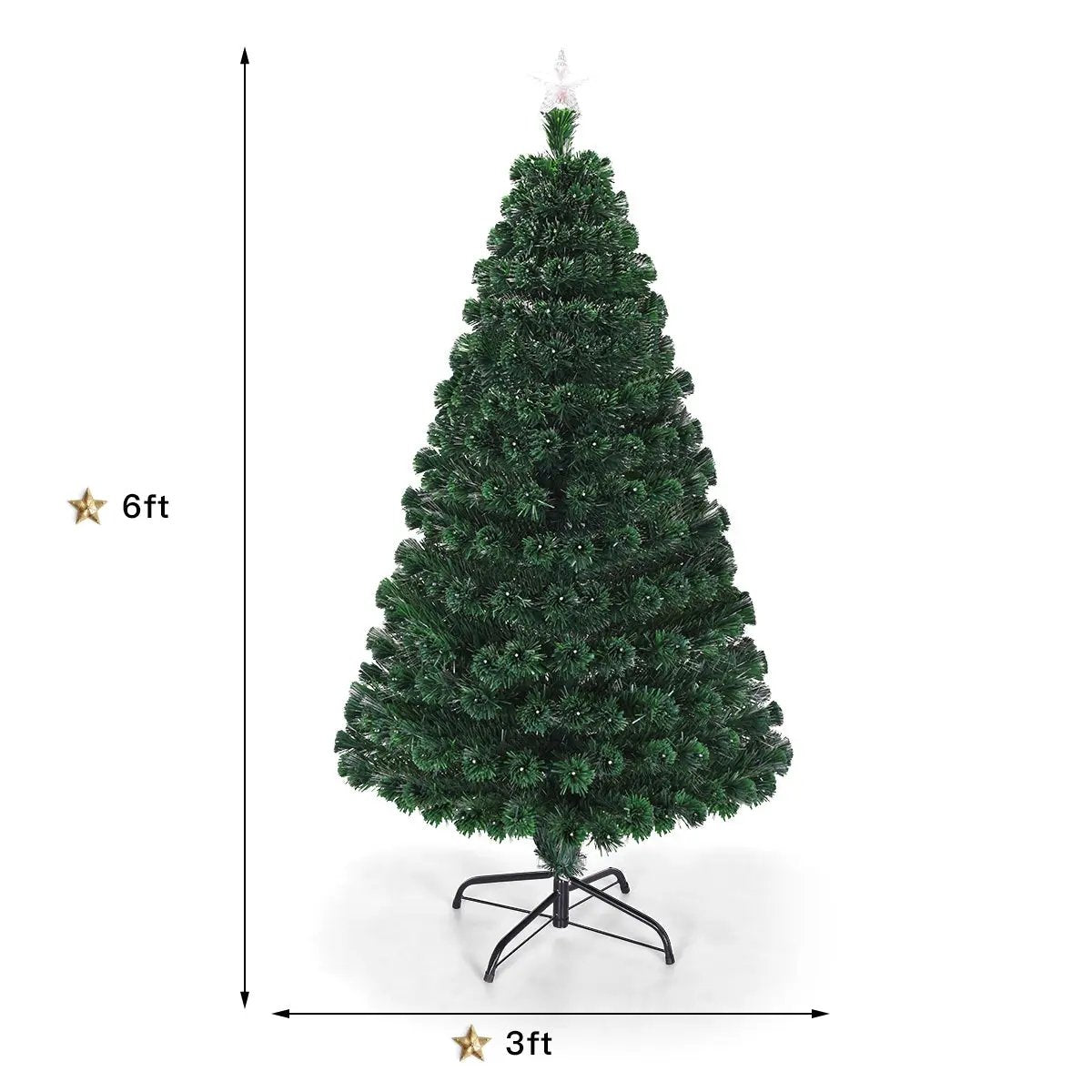 5/6/7 Feet Multicolor Artificial Christmas Tree with LED Light and Metal Stand by DirectDeals