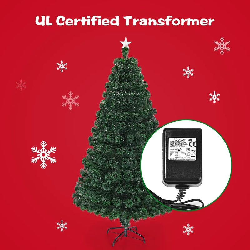 5/6/7 Feet Multicolor Artificial Christmas Tree with LED Light and Metal Stand by DirectDeals