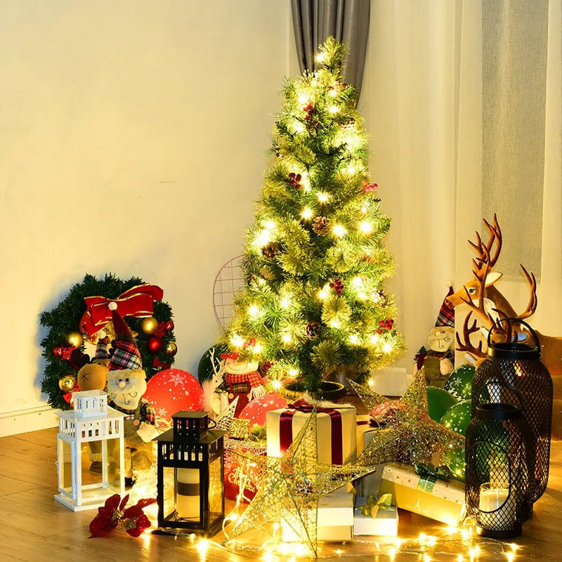 LED Christmas Tree with Red Berries Pine Cones by DirectDeals