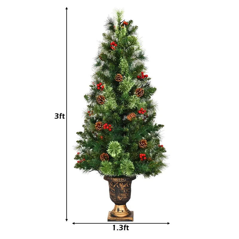 LED Christmas Tree with Red Berries Pine Cones by DirectDeals