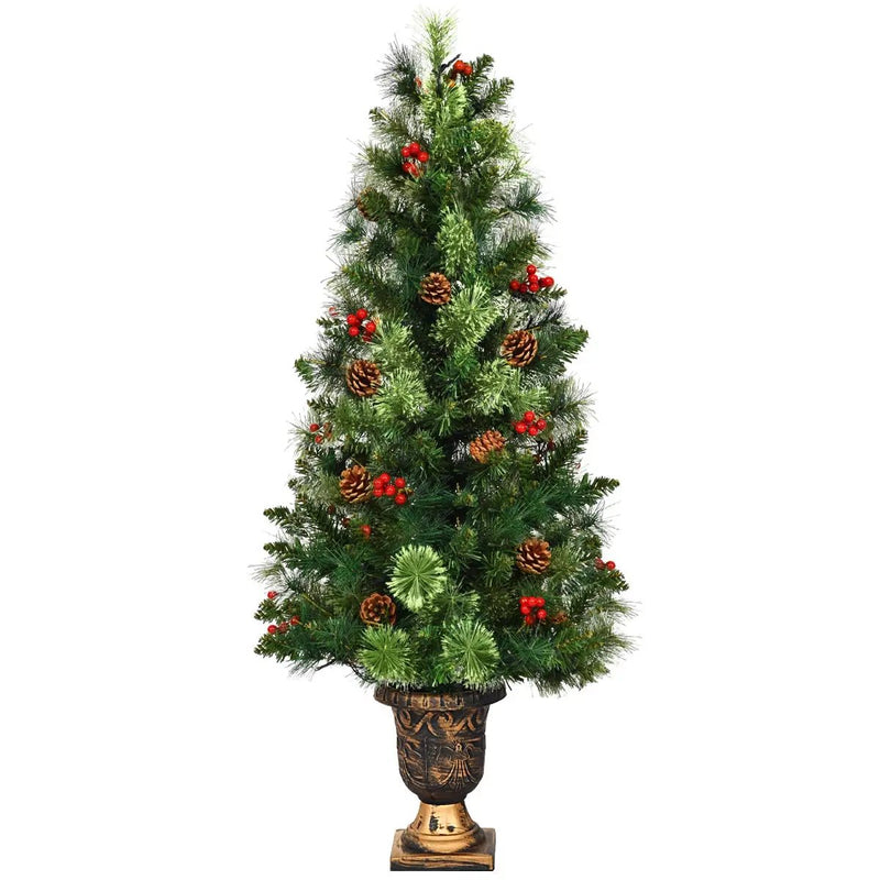 LED Christmas Tree with Red Berries Pine Cones by DirectDeals