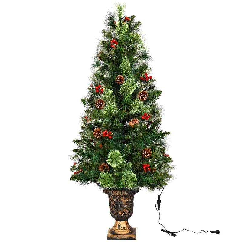 LED Christmas Tree with Red Berries Pine Cones by DirectDeals