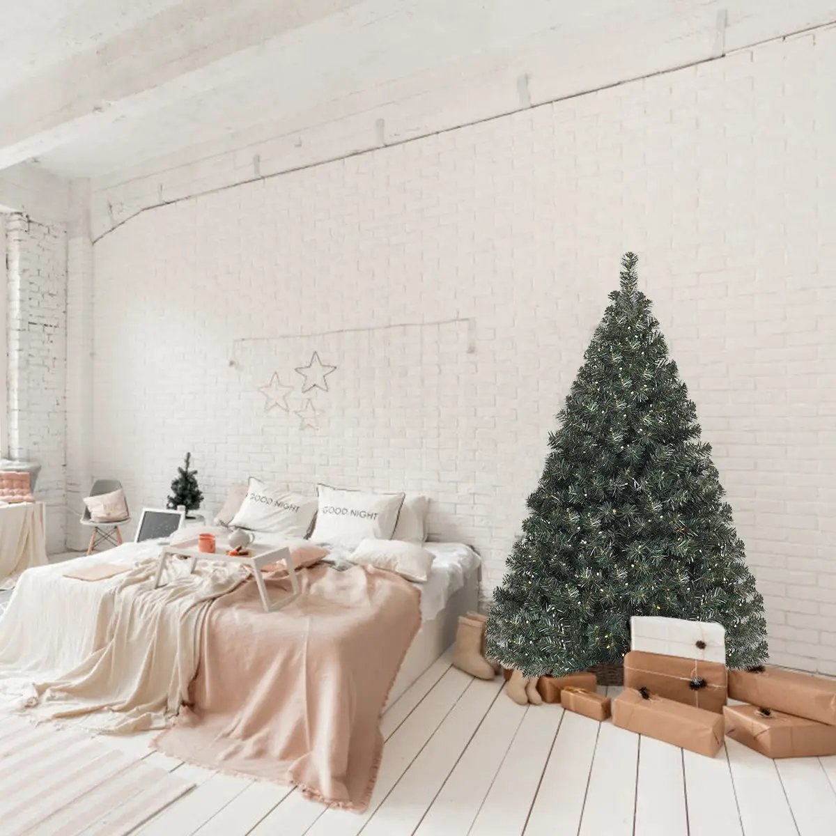 4.5 Feet PVC Pre-lit Artificial Hinged Christmas Tree by DirectDeals