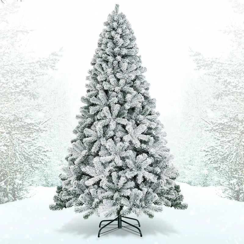 7.5 Feet Snow Flocked Hinged Artificial Christmas Tree without Lights by DirectDeals