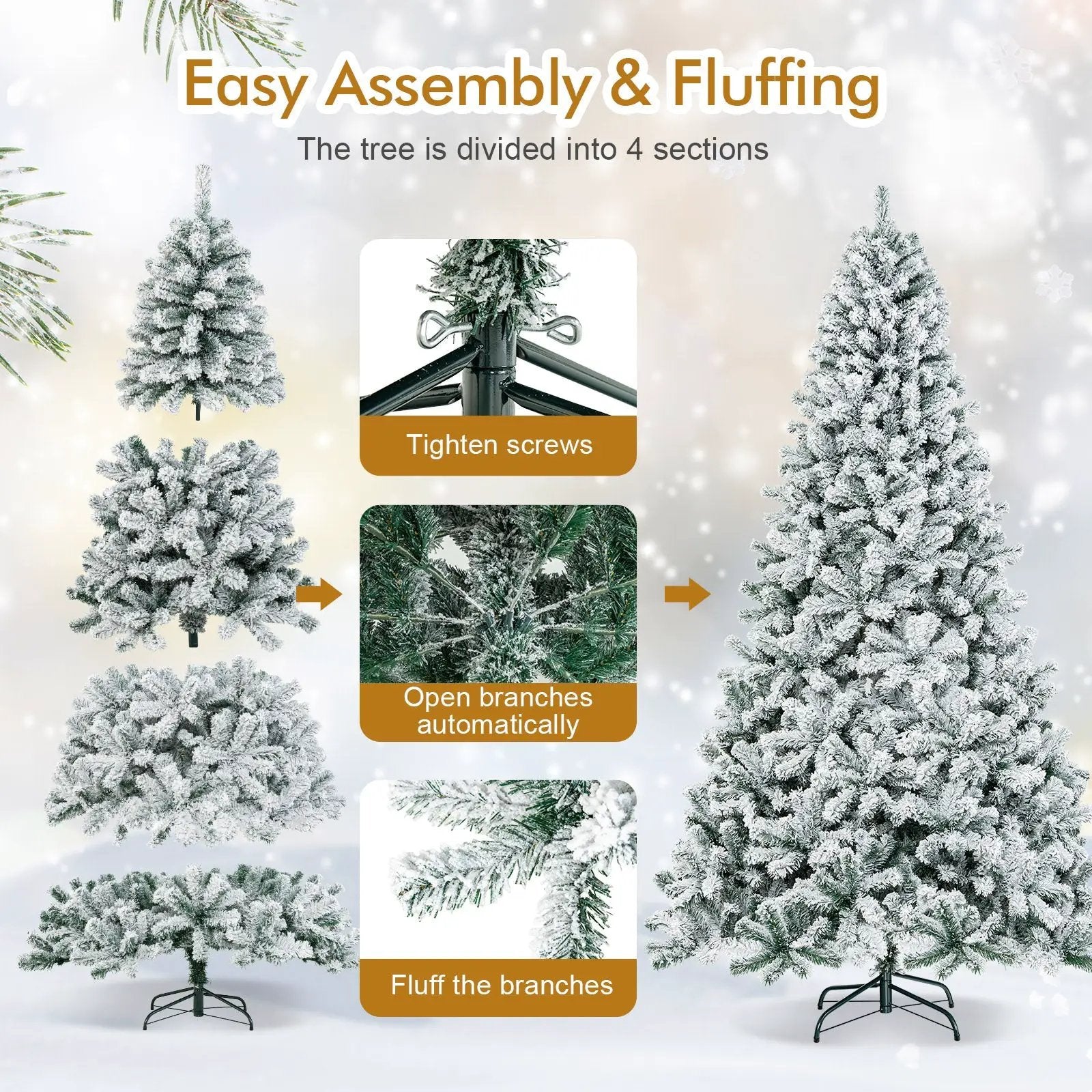 9 Feet Artificial Christmas Tree with Premium Snow Flocked Hinged by DirectDeals