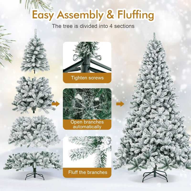 9 Feet Artificial Christmas Tree with Premium Snow Flocked Hinged by DirectDeals