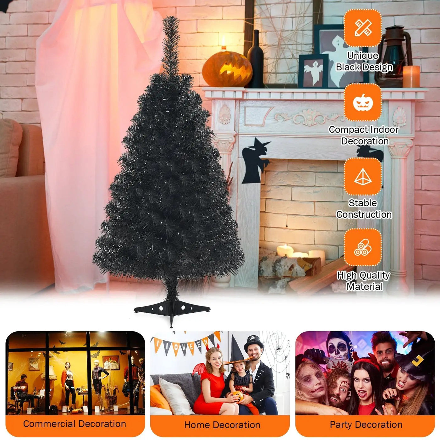 36 Inch Unlit Artificial Christmas Mini Tree with Plastic Stand-Green by DirectDeals