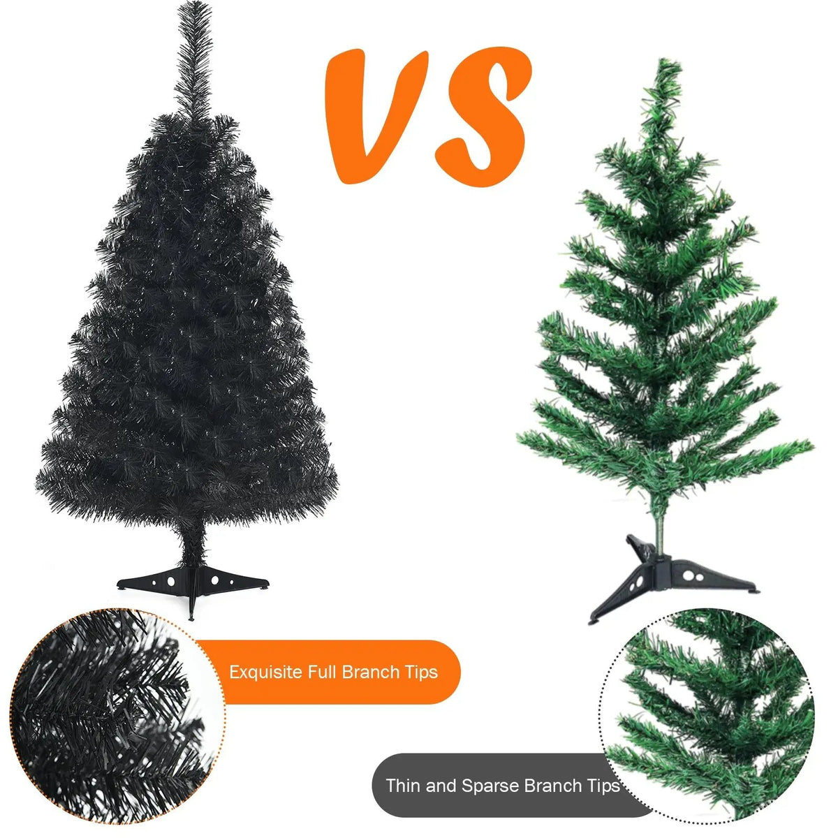 36 Inch Unlit Artificial Christmas Mini Tree with Plastic Stand-Green by DirectDeals