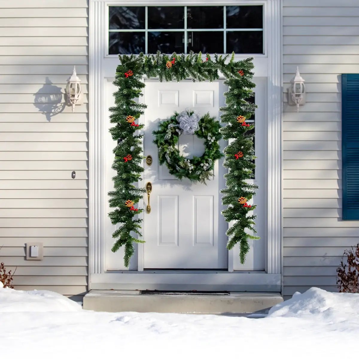 9 Feet Pre-lit Artificial Christmas Garland Red Berries with LED by DirectDeals