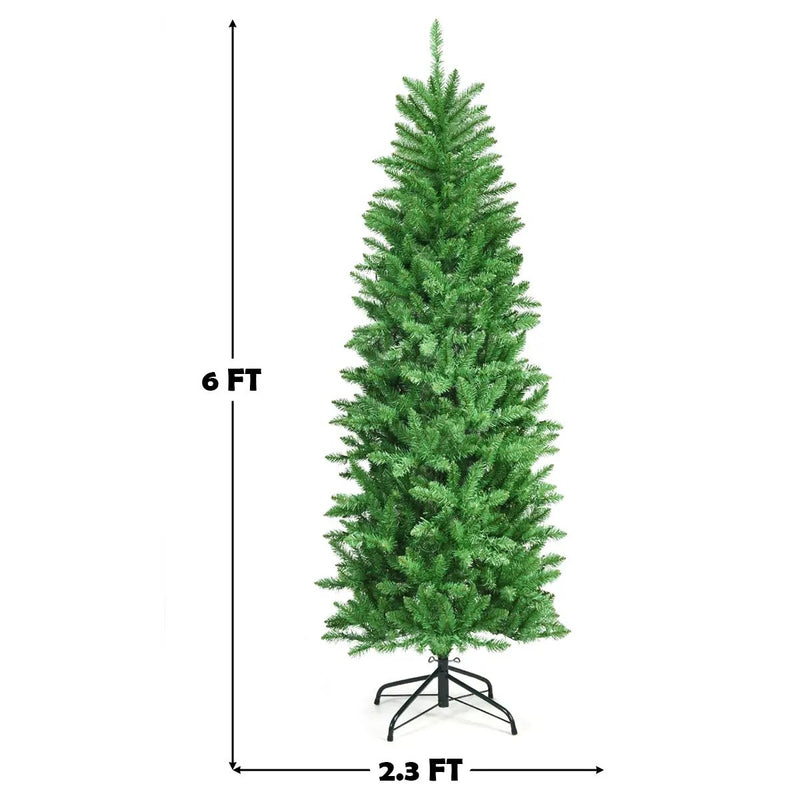 6 Feet PVC Hinged Pre-lit Artificial Fir Pencil Christmas Tree with 150 Lights by DirectDeals