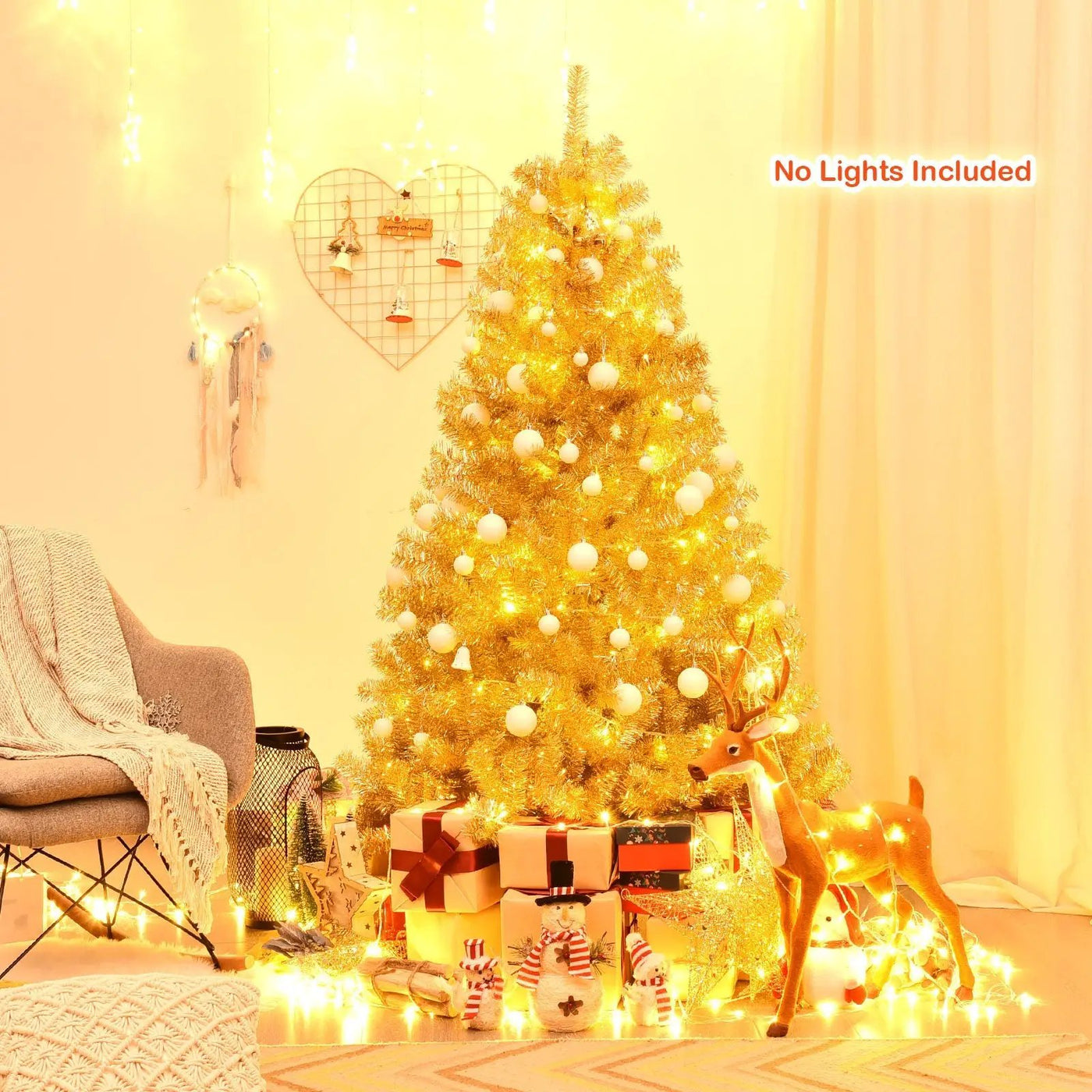 6/7.5 Feet Artificial Tinsel Christmas Tree Hinged with Foldable Stand by DirectDeals