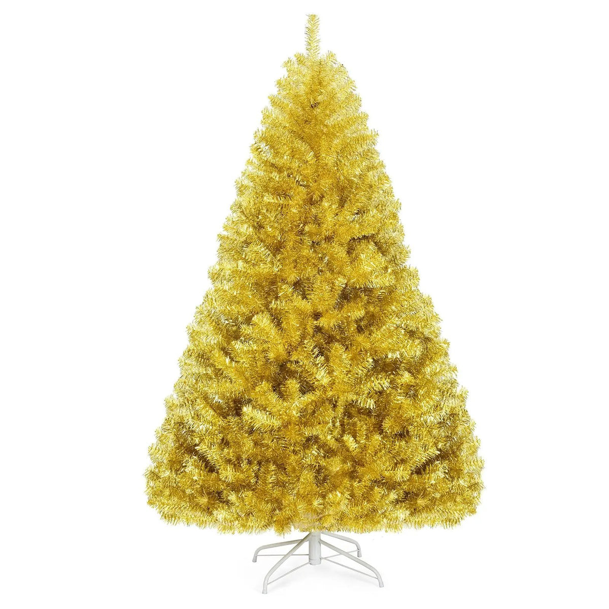 6/7.5 Feet Artificial Tinsel Christmas Tree Hinged with Foldable Stand by DirectDeals