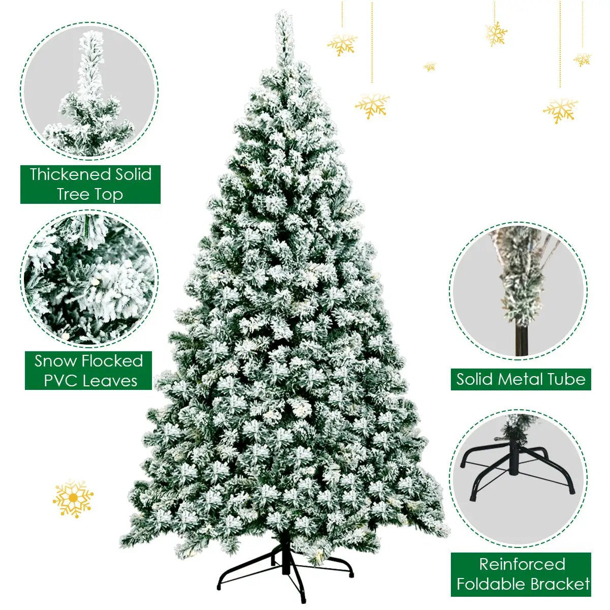 6 Feet Pre-Lit Premium Snow Flocked Hinged Artificial Christmas Tree by DirectDeals