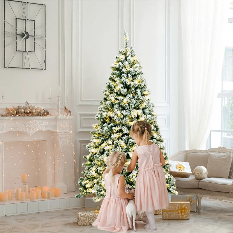 6 Feet Pre-Lit Premium Snow Flocked Hinged Artificial Christmas Tree by DirectDeals
