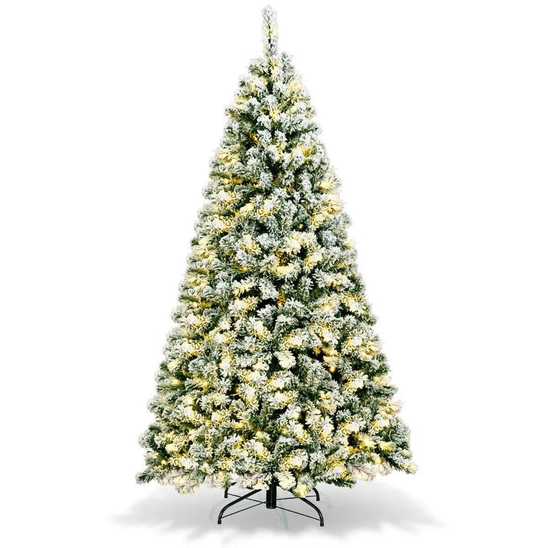 6 Feet Pre-Lit Premium Snow Flocked Hinged Artificial Christmas Tree by DirectDeals