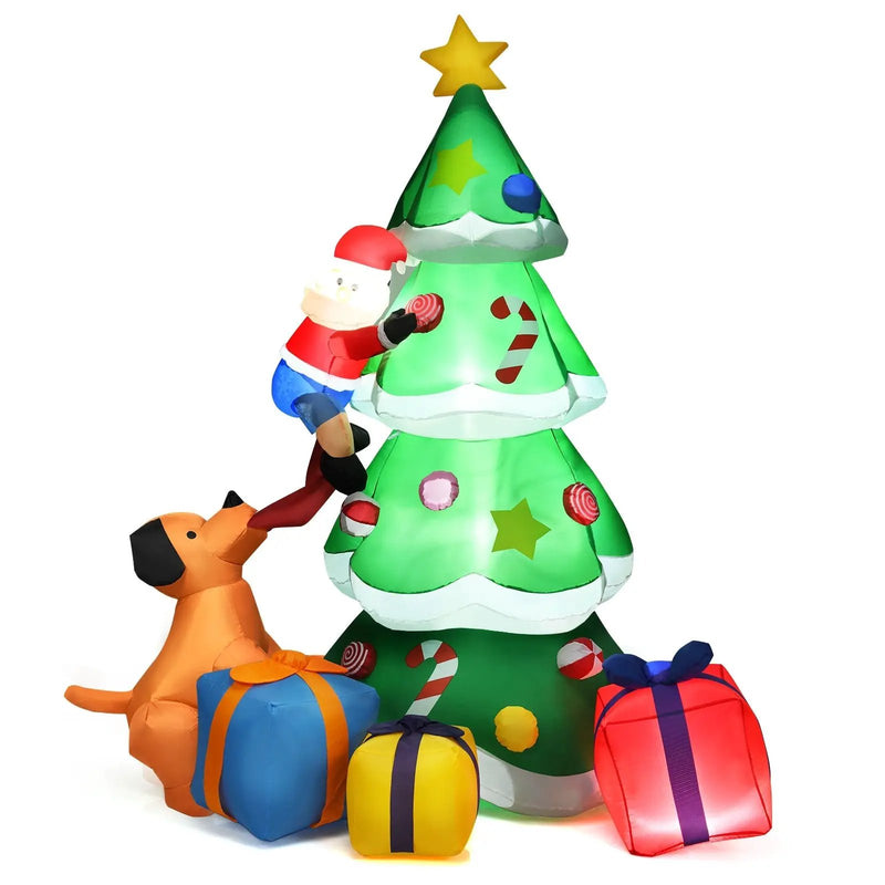 7 Feet Inflatable Christmas Tree Santa Decor with LED Lights by DirectDeals