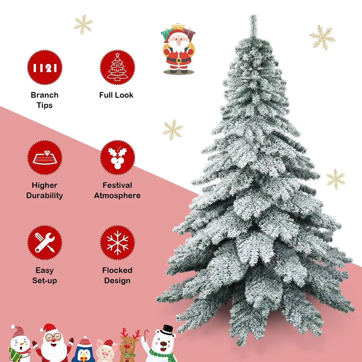 7.5 Feet Snow Flocked Artificial Christmas Tree by DirectDeals