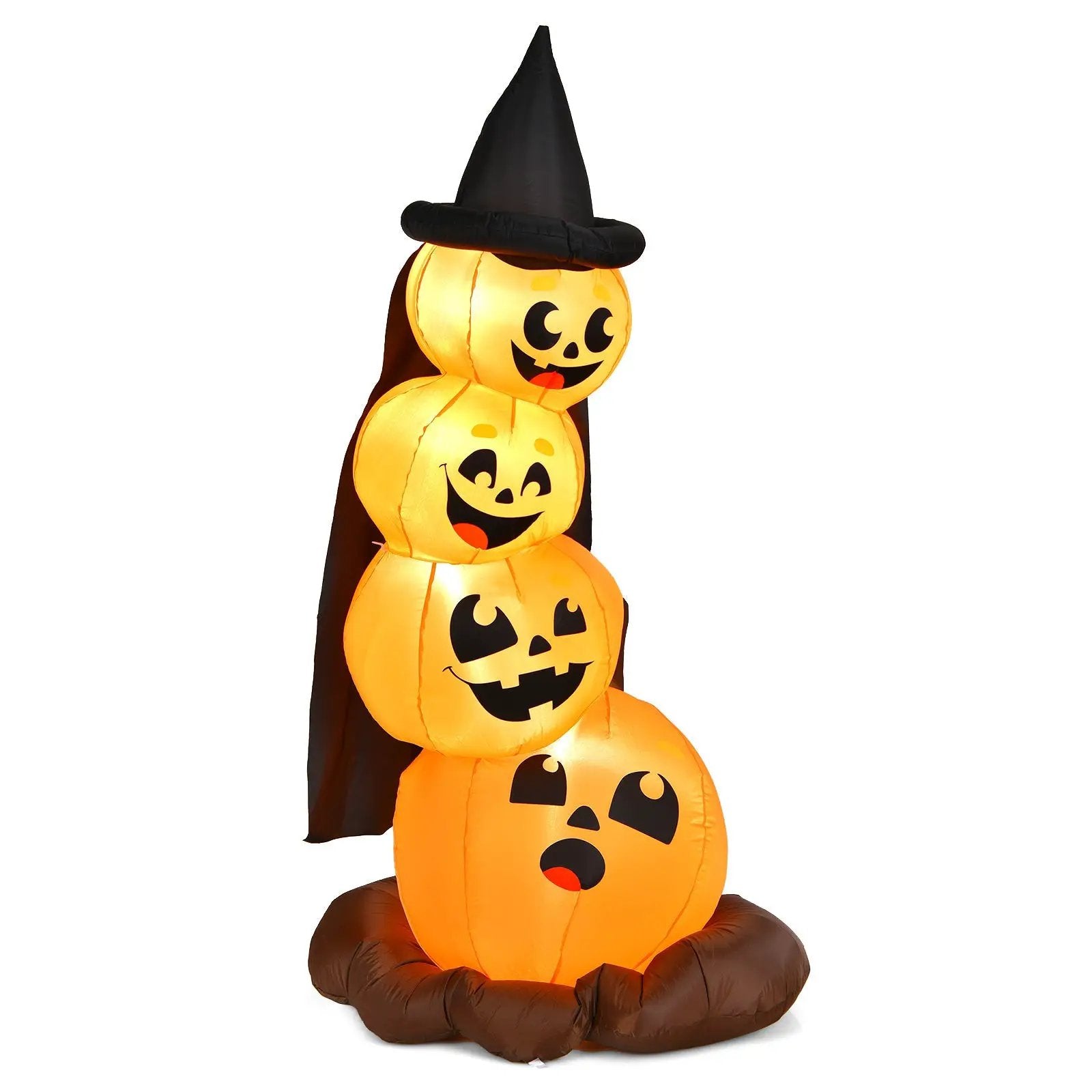 7 Feet Halloween Inflatable Pumpkin Combo with Witch's Hat and LED Lights by DirectDeals