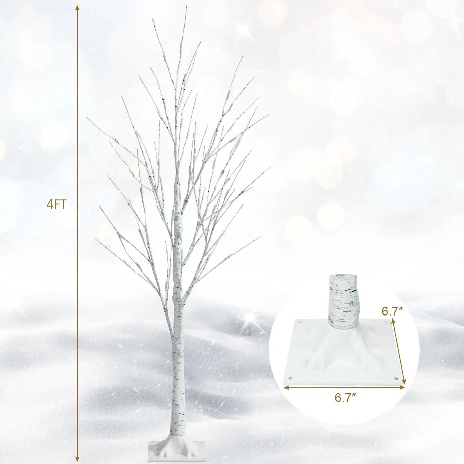 Pre-lit White Twig Birch Tree for Christmas Holiday with LED Lights by DirectDeals